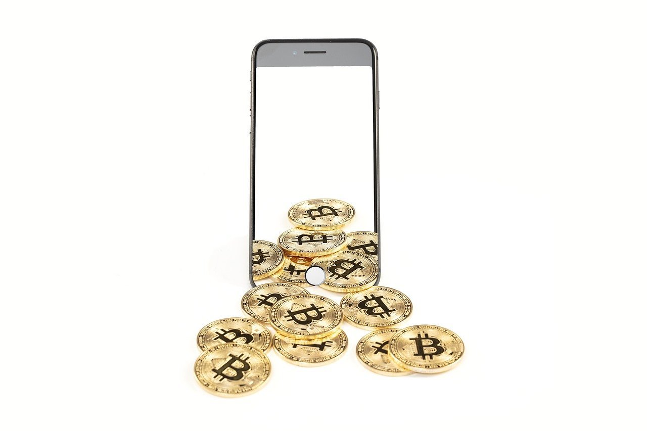 Cryptocurrency wallet on a smartphone with various tokens